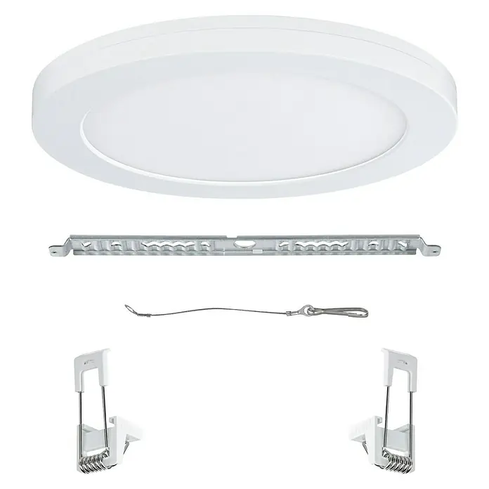 Paulmann LED-Einbauleuchte Cover-it - 18 W, Neutralweiß - Eine runde, weiße LED-Deckenleuchte mit Montagezubehör, ideal für die Innenbeleuchtung und einfache Installation.