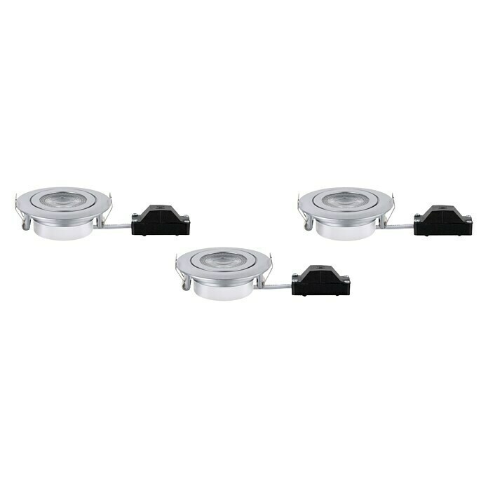 Paulmann LED-Einbauleuchten-Set6 W, Chrom, 3 Stk., Warmweiß, 8,2 cm Left Side View