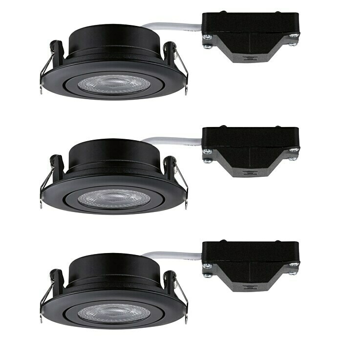 Paulmann LED-Einbauleuchte 3er-Set6 W, Schwarz, Warmweiß Left Side View