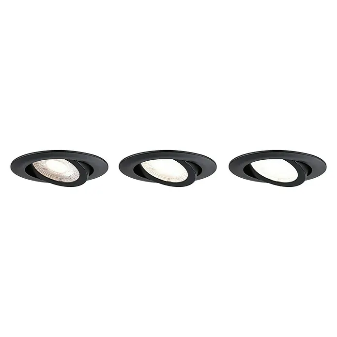 Paulmann LED-Einbauleuchte 3er-Set - 4,8 W, Schwarz, Warmweiß - Drei stilvolle, schwarze Einbaustrahler beleuchten den Raum mit hellem, angenehmen Licht.