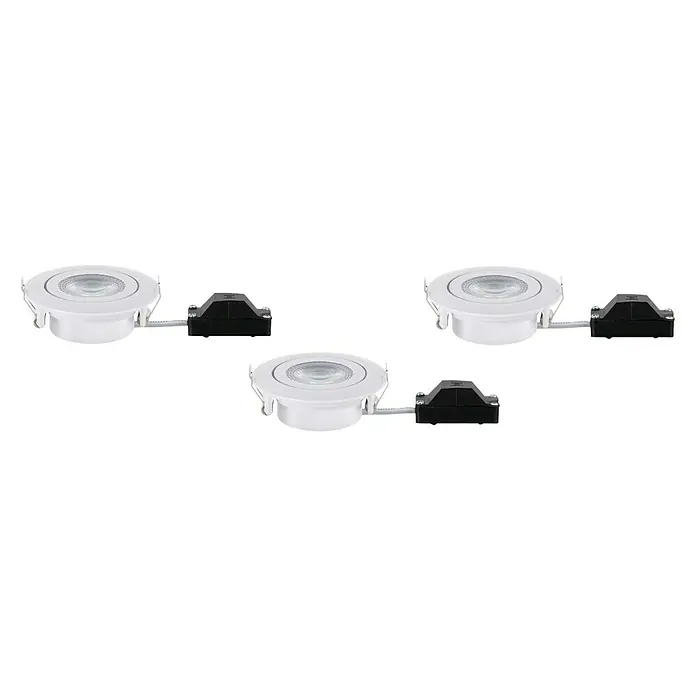 Paulmann LED-Einbauleuchten-Set - 6 W, Weiß, 3 Stk., Warmweiß, 8,2 cm - Drei runde LED-Deckeneinbauleuchten mit weißem Rahmen und schwarzem Anschlusskasten. Geeignet für moderne Beleuchtungskonzepte.
