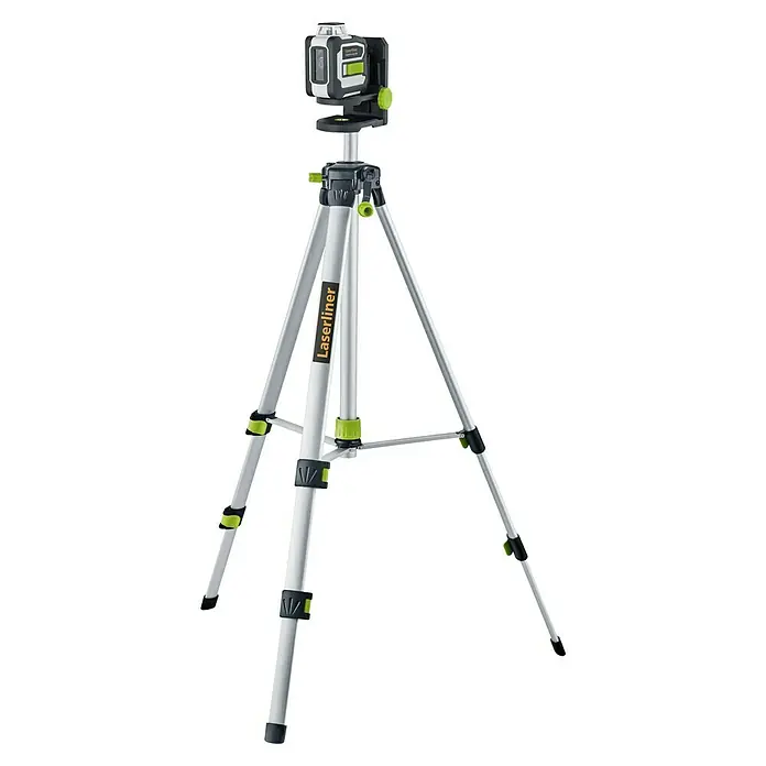 Laserliner Linienlaser CompactLine-Laser G360 Set - Max. Arbeitsbereich: 30 m - Abbildung eines Laserliner-Nivelliergeräts auf einem Stativ, ideal für präzise Ausrichtung.