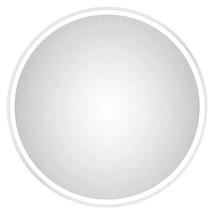 DSK Lichtspiegel Desire - Durchmesser: 55 cm, Weiß, Leuchtmittel - Grauer, runder Button mit weißem Rand, ideal für Webdesign und App-Icons, bietet eine neutrale und moderne Optik für verschiedene Anwendungen.