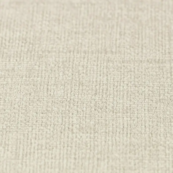 Rasch Vliestapete - Beige, Uni, 10,05 x 0,53 m, Gewebestruktur - Nahaufnahme eines beigen Stoffes mit einer feinen, texturierten Oberfläche, ideal für Möbel oder Heimtextilien.