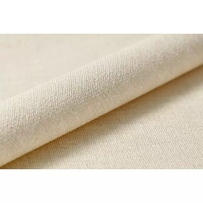 Rasch Vliestapete - Beige/Creme, Uni, 10,05 x 0,53 m, Gewebestruktur - Nahaufnahme einer Rolle hellbeigen, texturierten Webstoffs, der seine sichtbare Webart zeigt.