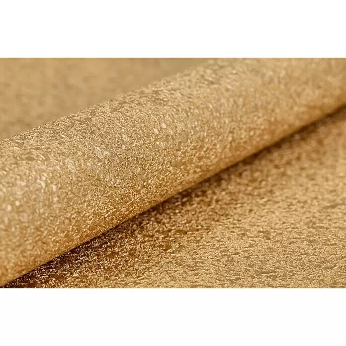 Rasch Berlin Vliestapete Muschel - Gold, Uni, 10,05 x 0,53 m - Detailaufnahme