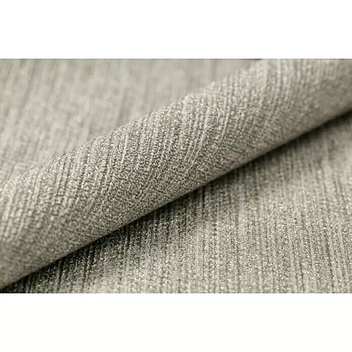 Rasch BARBARA Home Collection II Vliestapete - Grau/Oliv, Uni, 10,05 x 0,53 m - Hellgrauer silberner strukturierter Stoff mit gerolltem Rand und gewebtem Muster.