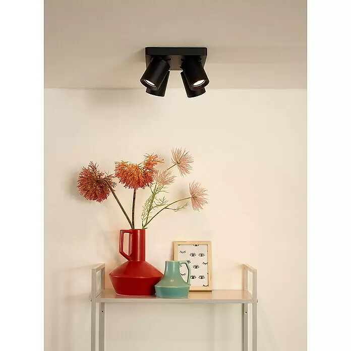 Lucide Deckenstrahler Nigel - 20 W, L x B x H: 20 x 20 x 11,5 cm, Schwarz, GU10 - Stimmungsaufnahme