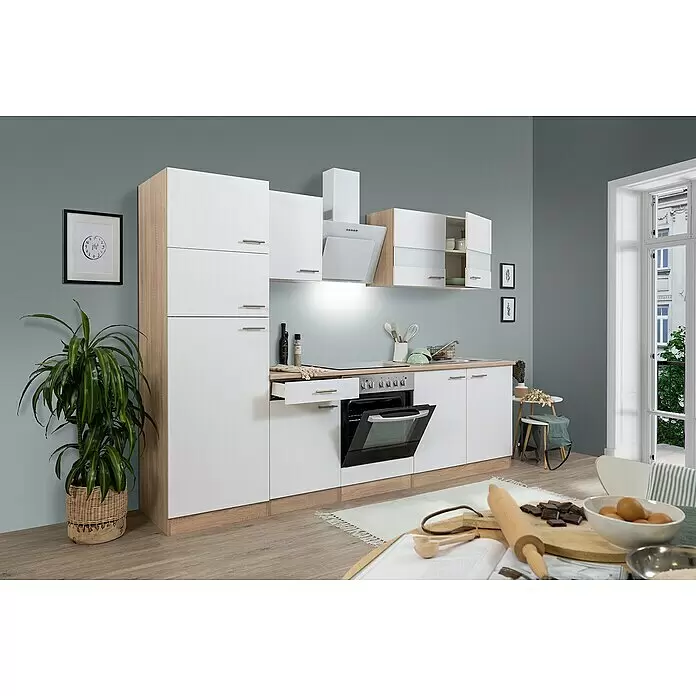 Respekta Singleküche Merle Typ 2 - Breite: 270 cm, Weiß, Mit Elektrogeräten - Stimmungsaufnahme