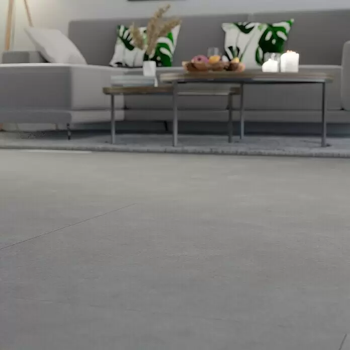 Feinsteinzeugfliese Arkety Slim - 59 x 120 cm, Grau, Matt - Strukturierte graue Bodenfliesen mit subtilen Fugen.
