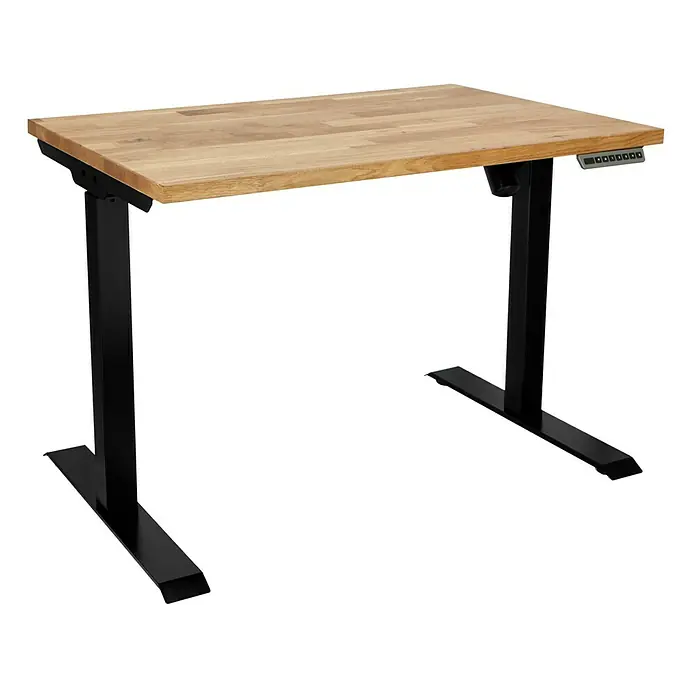 Tablero de mesa - Roble, 120 x 80 x 2,6 cm - Escritorio ajustable con tablero de madera y estructura negra, ideal para trabajar ergonómicamente en la oficina o en casa.