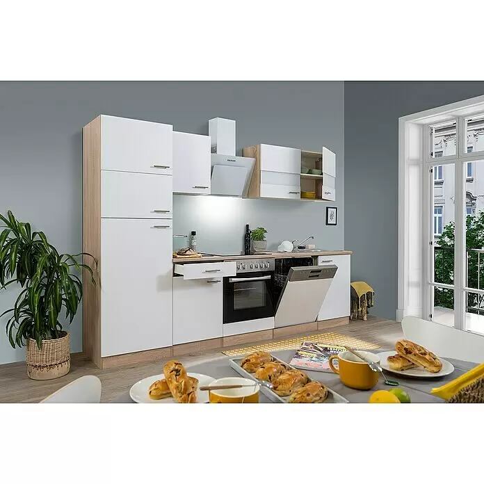 Respekta Küchenzeile Merle Typ 2 - Breite: 280 cm, Weiß, Mit Elektrogeräten, Volumen Backofen: 72 l - Stimmungsaufnahme
