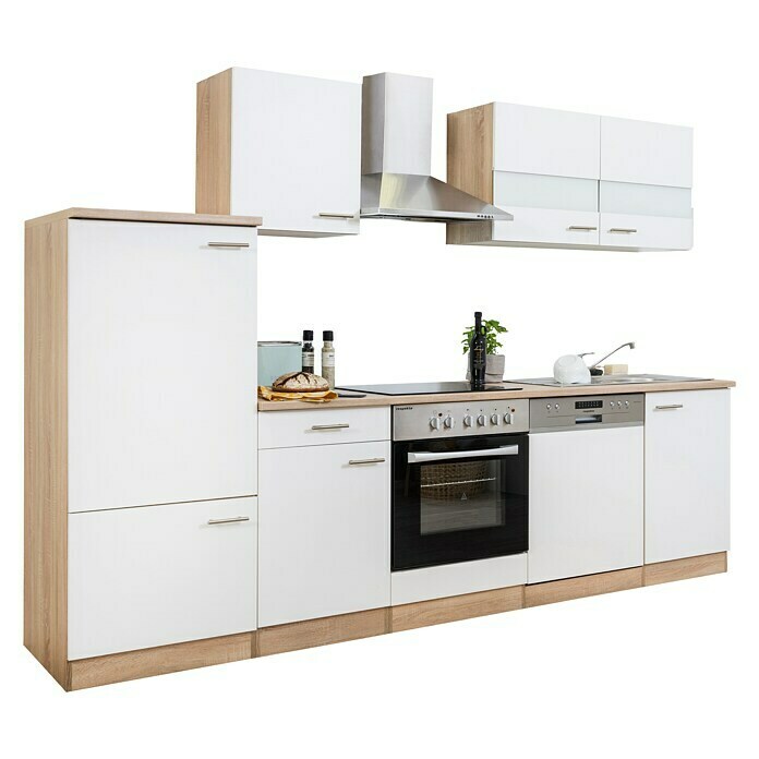 Respekta Composición de cocina (Ancho: 280 cm, Con dispositivos eléctricos, Blanco)