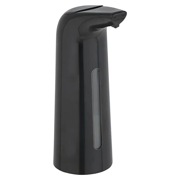 Wenko Desinfektionsmittelspender Larino - Polystyrol, Schwarz, 400 ml - Schwarzer, berührungsloser Seifenspender für hygienische Händewaschung. Ideal für Bad und Küche, einfache Bedienung.