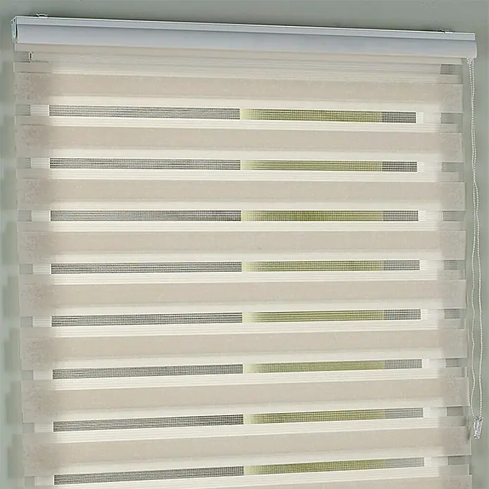 Estor noche y día Martina - An x Al: 200 x 250 cm, Lino - Elegante estor enrollable doble con rayas beiges. El estor ofrece privacidad y control de luz ajustable según se requiera.