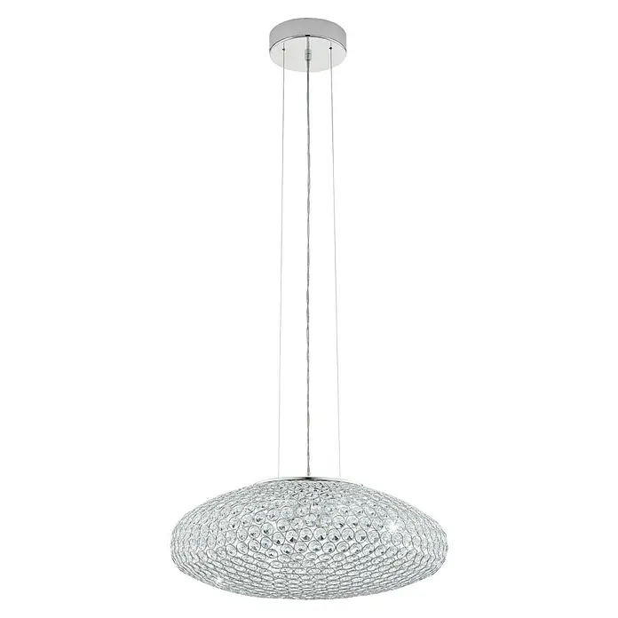 Eglo Pendelleuchte rund CLEMENTE - 60 W, Ø x H: 540 mm x 110 cm, Chrom, E27 - Elegante Kristall-Hängeleuchte mit ovalem Design und Chromdetails, ideal für stilvolle Beleuchtung.