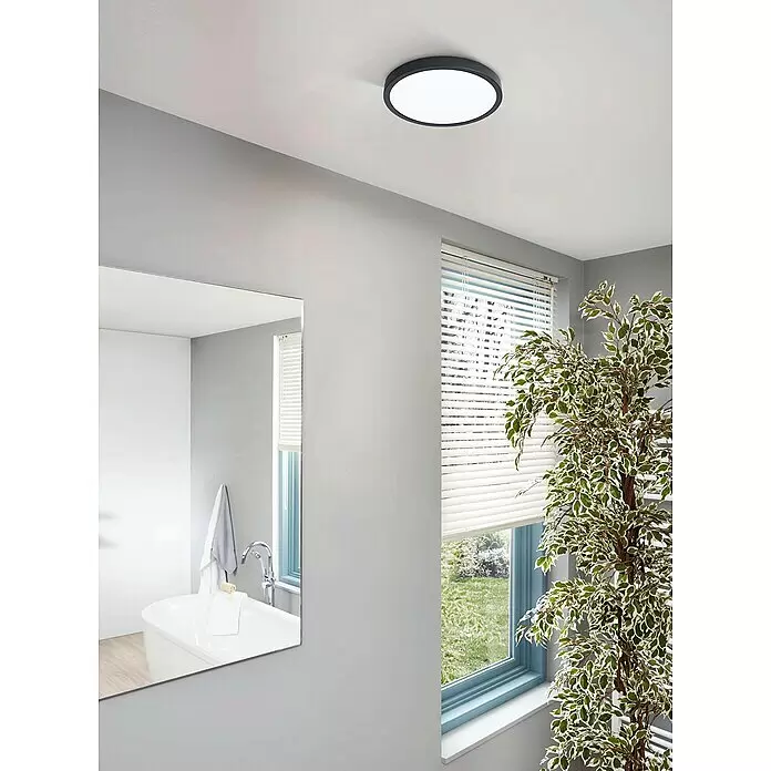 Eglo Fueva 5 LED-Deckenleuchte rund - Ø x H: 285 mm x 2,8 cm, Schwarz/Weiß, Warmweiß - Stimmungsaufnahme