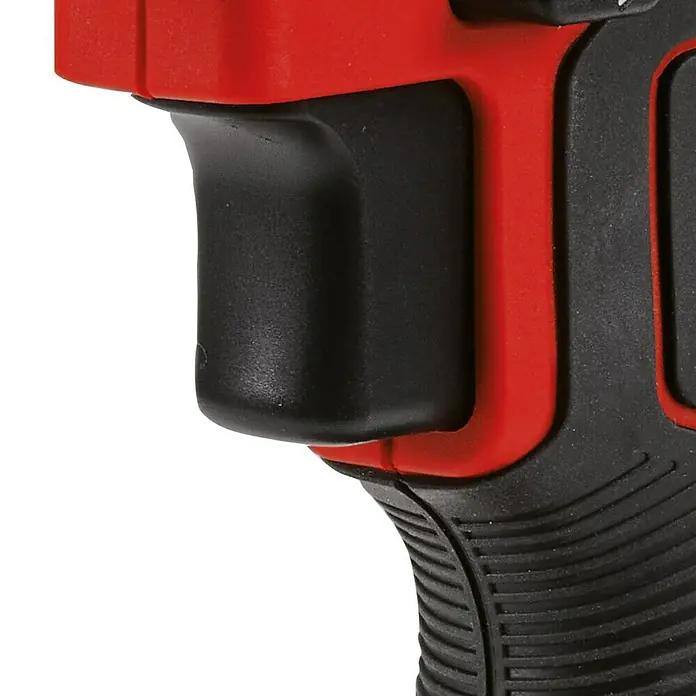 Einhell Power X-Change 18V Akku-Bohrschrauber TE-CD 18/40 Li BL - Solo - 18 V, Ohne Akku, 40 Nm - Nahaufnahme eines roten und schwarzen Akku-Bohrschraubers, der Komfort und Leistung vereint. Sein ergonomisches Design sorgt für sicheren Halt.