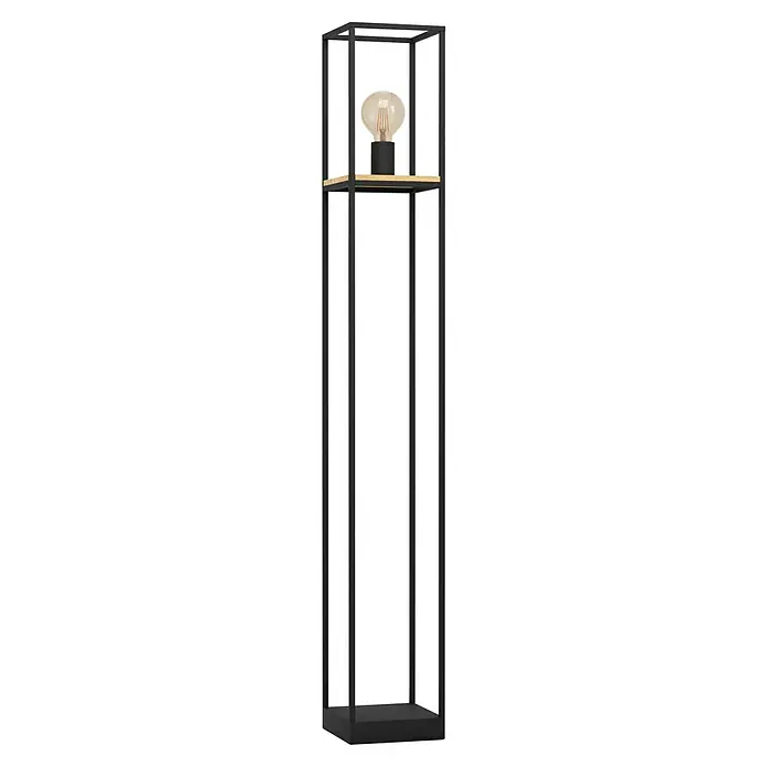 Eglo Libertad Stehleuchte LIBERTAD - 40 W, Höhe: 128,5 cm - Stehleuchte mit einem schwarzen Metallgestell und einer Glühbirne oben, die ein warmes Licht ausstrahlt. Das schlichte Design passt gut in moderne Innenräume.