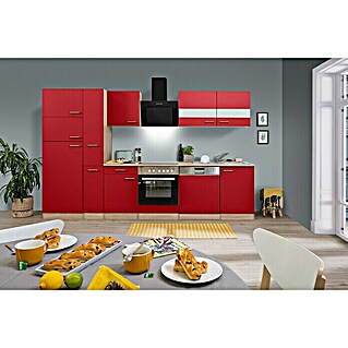 Respekta Küchenzeile Merle Typ 2 (Breite: 310 cm, Rot, Mit Elektrogeräten, Volumen Backofen: 55 l)