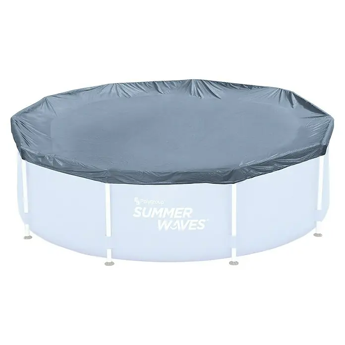 Pool-Abdeckplane Summer Waves - Durchmesser: 305 cm, Kunststoff - Ein Summer Waves Frame Pool mit grauer Abdeckung. Ideal zum Entspannen und Abkühlen im Sommer.