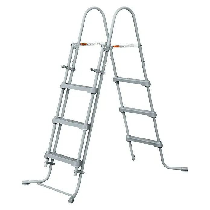 Frame-Pool Summer Waves Elite - L x B x H: 400 x 200 x 100 cm, Grau, 7.075 l - Graue Poolleiter mit vier Stufen und abgerundetem oberen Ende, ideal für den sicheren Ein- und Ausstieg in den Pool.