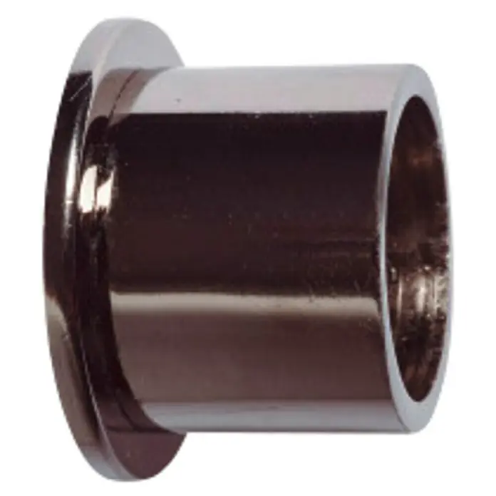 Soporte para pared Ideas 28 - Antracita, Barras para las cortinas de Ø 28 mm, Largo: 2,6 cm - Primer plano de una funda cromada cilíndrica brillante con una brida ancha, utilizada para conexiones de tuberías o montajes.