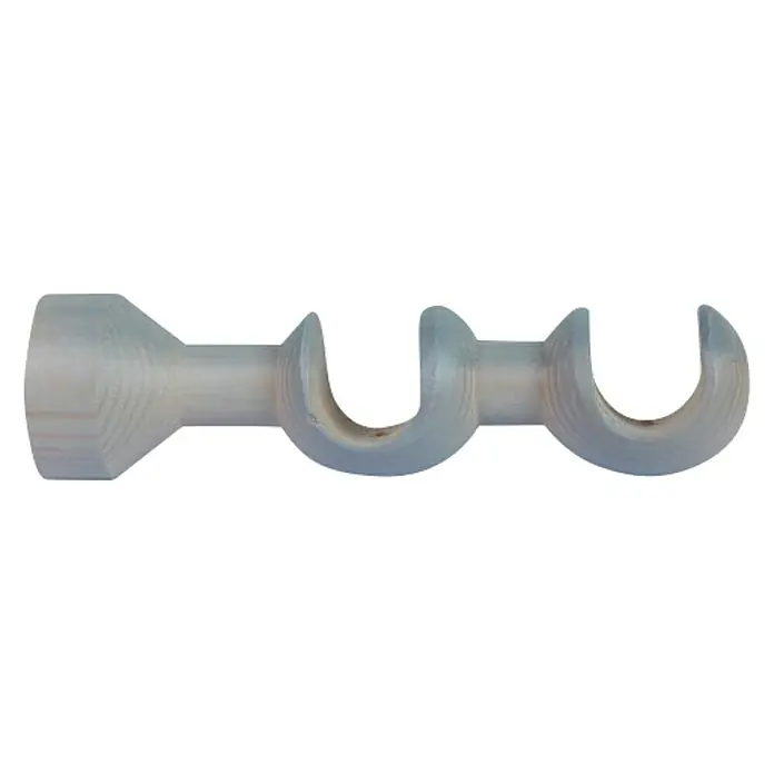 Soporte de pared Doble Ideas 28 - L x An x Al: 19,1 x 5,2 x 5,2 cm, Diámetro: 28 mm, Madera, Antracita - Primer plano de un soporte de barra de cortina de color claro, que ofrece una solución robusta pero delicada para la decoración de su ventana.