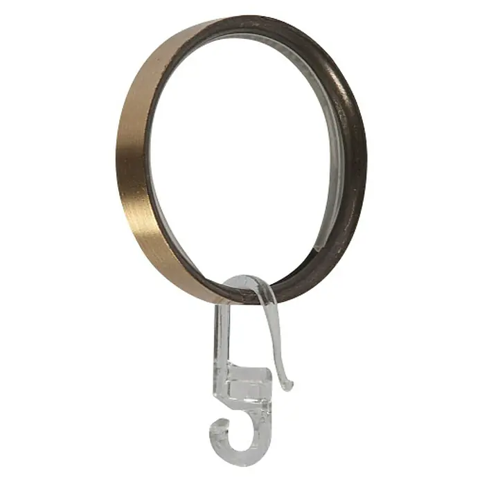 Anilla para cortinas Eclectic - 8 ud., Diámetro: 28 mm, Bronce - Anilla de cortina metálica con gancho de plástico para colgar fácilmente las cortinas en las barras.