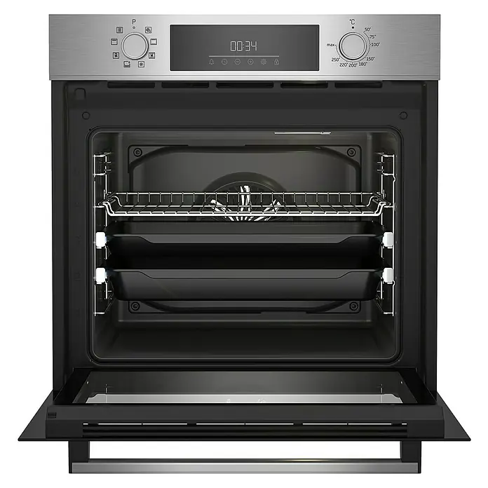 Beko Horno empotrado BBIM12301X - Número de tipos de calentamiento: 8 ud., Volumen horno: 72 l - Horno empotrable con rejilla y bandeja de horno. El aparato tiene un display digital y varios modos de operación para cocinar perfectamente.