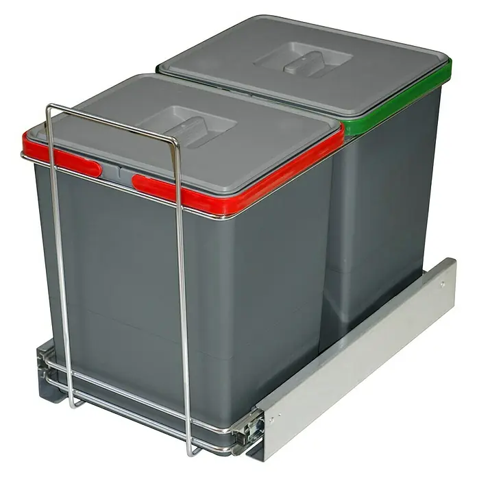 Sistema de separación de residuos Ecofil 18 + 18 L mod.40 -  - Práctica papelera doble para la separación de residuos con sistema extraíble para más orden en la cocina.