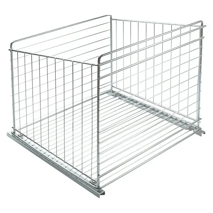 Contenedor tolva extraíble mod.45 - L x An x Al: 45 x 37,5 x 50 cm - Cesta de alambre con rieles extraíbles, ideal para cocinas o armarios de almacenamiento. El diseño de la rejilla permite visibilidad y ventilación.