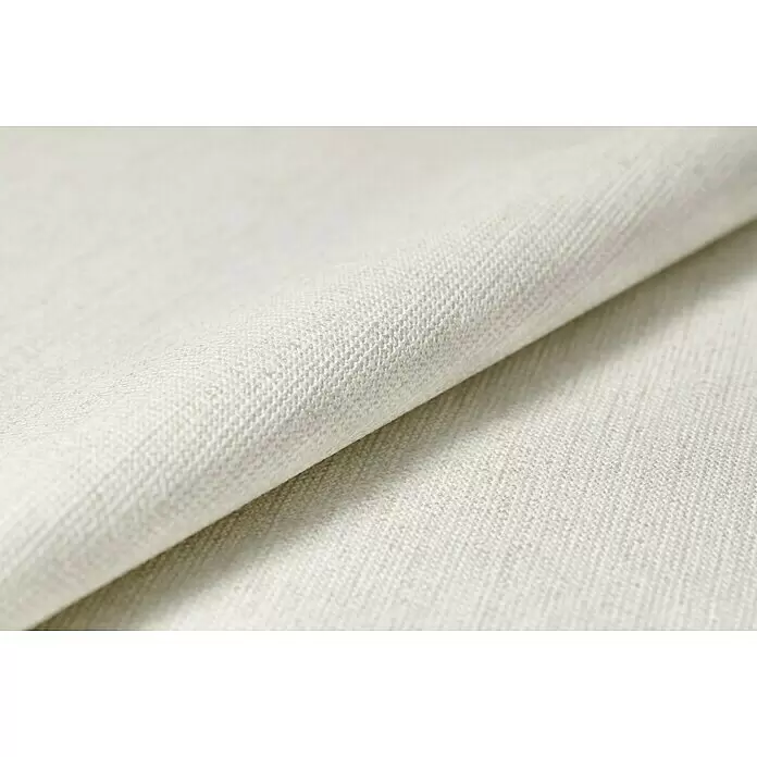 Rasch Poetry II Vliestapete Rusty - Creme, Uni, 10,05 x 0,53 m - Heller, cremefarbener Webstoff, teilweise gefaltet, zeigt eine strukturierte Webart.