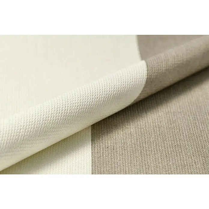 Rasch Poetry II Vliestapete Streifen - Creme/Beige, Streifen, 10,05 x 0,53 m - Detailaufnahme eines Stoffes mit einem Muster aus weißen und braunen Streifen, der eine interessante Textur aufweist.