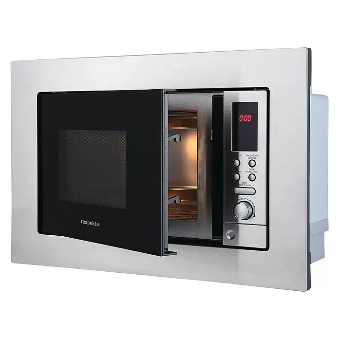 Respekta Einbau-Mikrowelle Nadia MW800 - Max. Leistung: 800 W, 20 l, Silber - Diagonale Ansicht