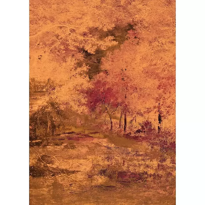 Komar Ink Fototapete Autumna - 4 -tlg., B x H: 200 x 280 cm, Vlies - Abstraktes Strukturbild einer herbstlichen Waldlandschaft in warmen Orange-, Braun- und Rottönen.