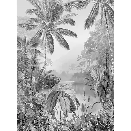 Komar Raw Fototapete Lac Tropical Black & White
