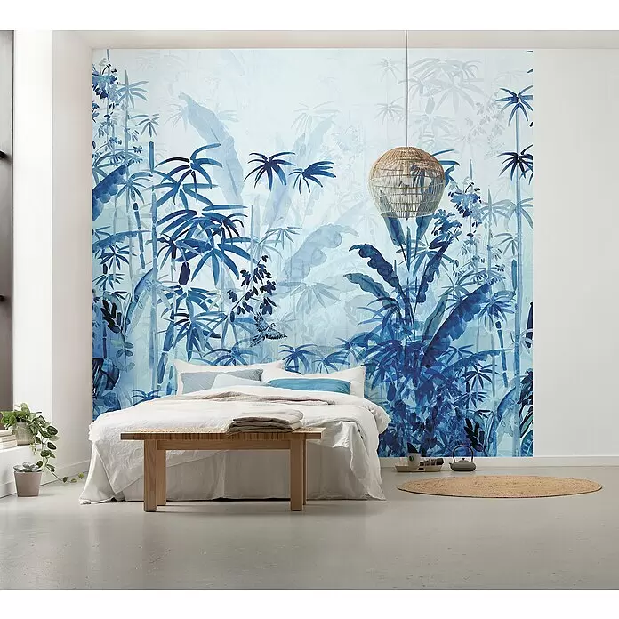 Komar Raw Fototapete Blue Jungle3 -tlg., B x H: 300 x 280 cm, Vlies