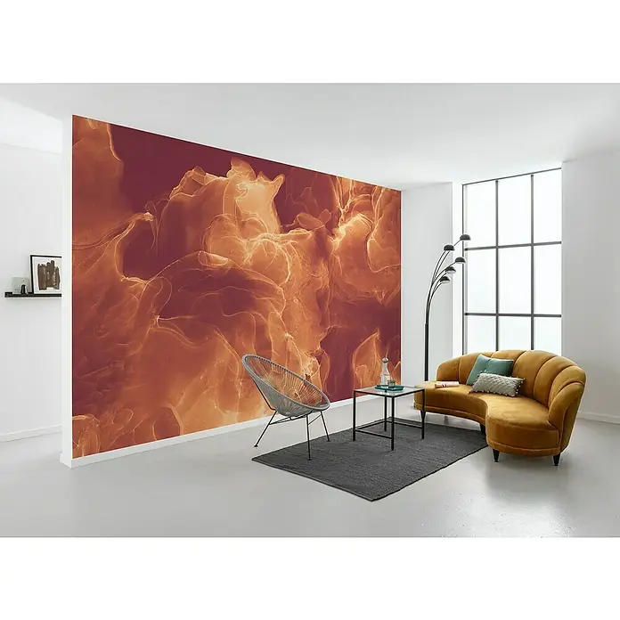Komar Ink Fototapete Evoke8 -tlg., B x H: 400 x 280 cm, Vlies - Das lebendige Wandbild mit abstraktem Farbverlauf in warmen Kupfer- und Rottönen verleiht dem Raum eine künstlerische Note. Blickfang im Interieur.