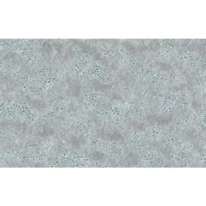 Komar Raw Fototapete Pristine - 4 -tlg., B x H: 400 x 280 cm, Vlies - Distressed graue Betontextur mit verblassten blaugrünen und hellbraunen Blumenmustern, ideal für Boden oder Wand.