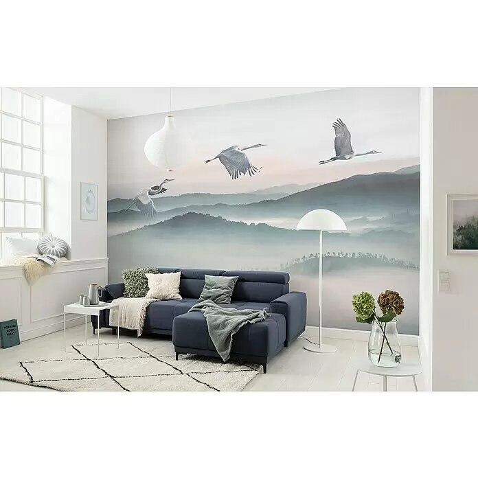 Komar Ink Fototapete Mystic Cranes - 8 -tlg., B x H: 400 x 280 cm, Vlies - Stimmungsaufnahme
