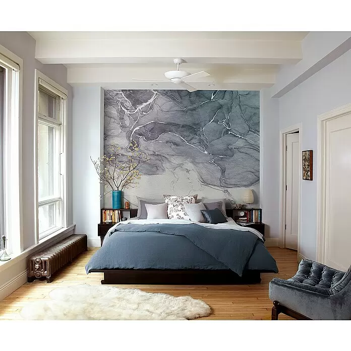 Komar Raw Fototapete Ink Blue Fluid3 -tlg., B x H: 300 x 280 cm, Vlies
