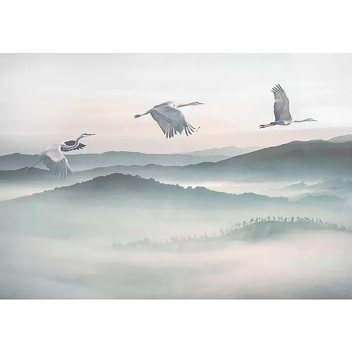 Komar Ink Fototapete Mystic Cranes - 8 -tlg., B x H: 400 x 280 cm, Vlies - Detailaufnahme