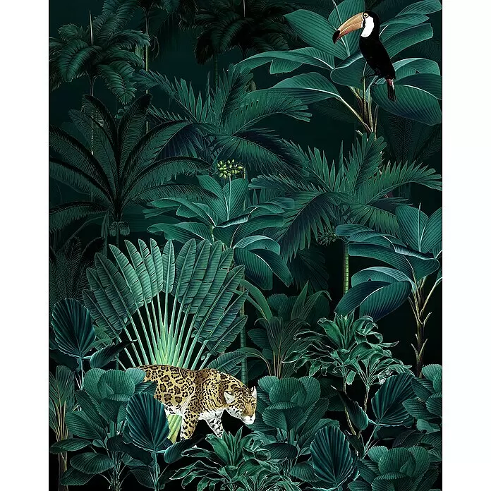 Komar Home Fototapete Jungle Night - 4 -tlg., B x H: 200 x 250 cm, Vlies - Detailaufnahme