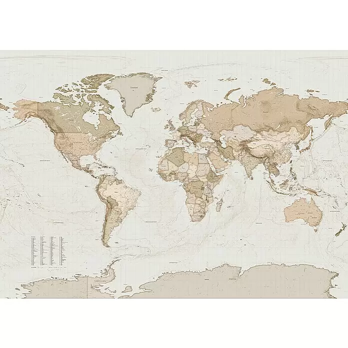 Komar Home Fototapete Earth Map - 7 -tlg., B x H: 350 x 250 cm, Vlies - Detailaufnahme