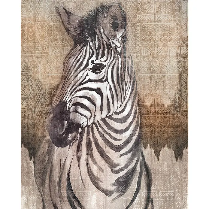 Komar Home Fototapete Zebra - 4 -tlg., B x H: 200 x 250 cm, Vlies - Künstlerische Darstellung eines Zebras vor einem gemusterten Hintergrund. Ausdrucksstark und dekorativ für jeden Raum.