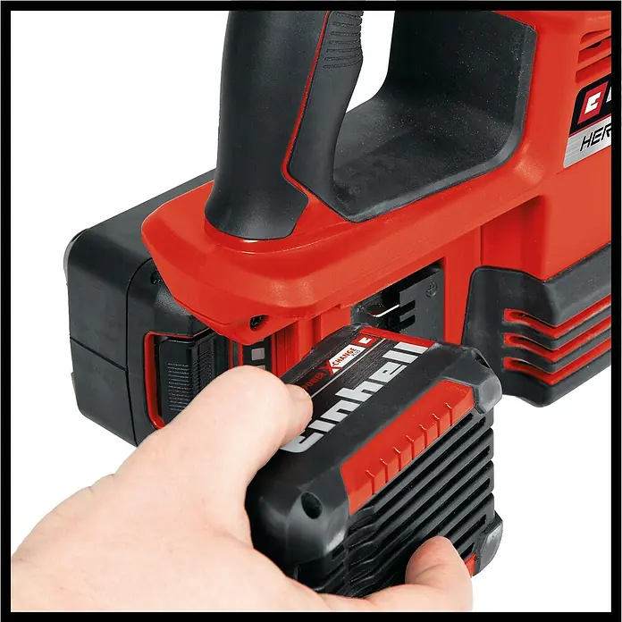 Einhell Professional PXC 18V Martillo combinado de batería Herocco 36/28 - 18 V, Sin batería, 0 Ah, 3,2 J - Herramienta inalámbrica Einhell con batería Power X-Change que se está insertando. Herramienta robusta y potente para aficionados al bricolaje.