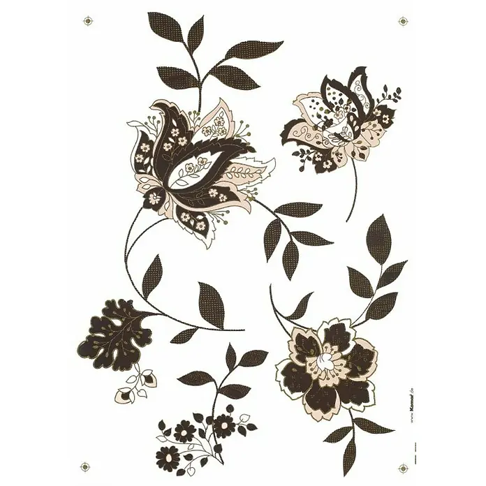 Komar Dekosticker Jackie4 -tlg., 70 x 50 cm - Elegante Blütenmuster-Tapete mit Blättern und Blumen in verschiedenen Brauntönen. Das Design verleiht jedem Raum eine luxuriöse und stilvolle Note.