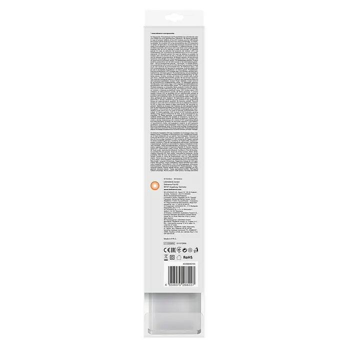 Ledvance LED-Unterbauleuchte - 5 W, Länge: 35 cm, Warmweiß - LEDVANCE-Produktverpackung mit Garantieinformationen, Herstellungsdetails und Barcode für dieses LED-Beleuchtungsprodukt.