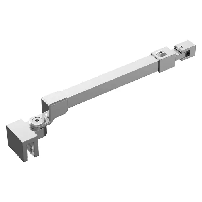 Camargue Diagonalstrebe - Länge: 100 cm, Chrom, Passend für: Camargue Vario Duschwandsysteme - Eine Nahaufnahme des mechanischen Drehgelenks, das aus Metall gefertigt ist und dessen Oberfläche in einem neutralen Weißton gehalten ist.